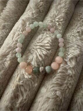 Pastel Bead Stretch Bracelet - Pink & Pale Green